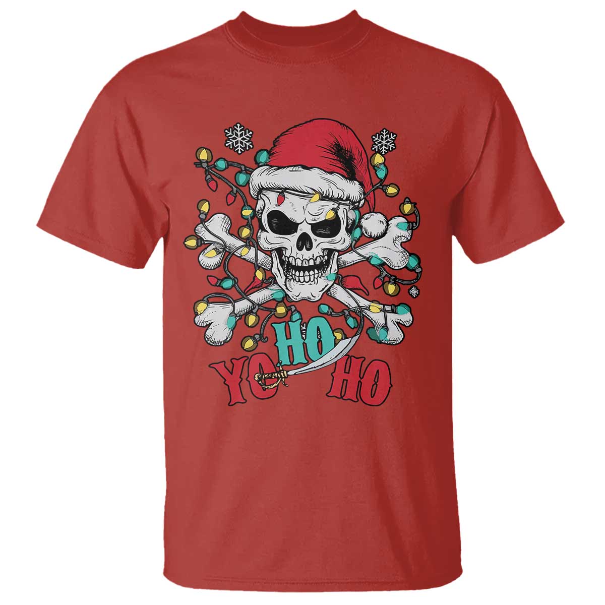 Christmas Pirate Skull T Shirt Yo Ho Ho Boat Cruise Xmas Crossbones TS02 Red Print Your Wear