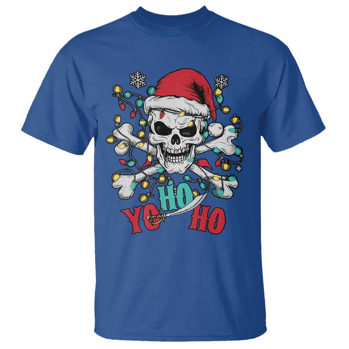 Christmas Pirate Skull T Shirt Yo Ho Ho Boat Cruise Xmas Crossbones TS02 Royal Blue Print Your Wear