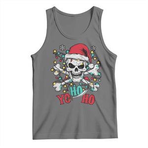 Christmas Pirate Skull Tank Top Yo Ho Ho Boat Cruise Xmas Crossbones TS02 Black Heather Print Your Wear