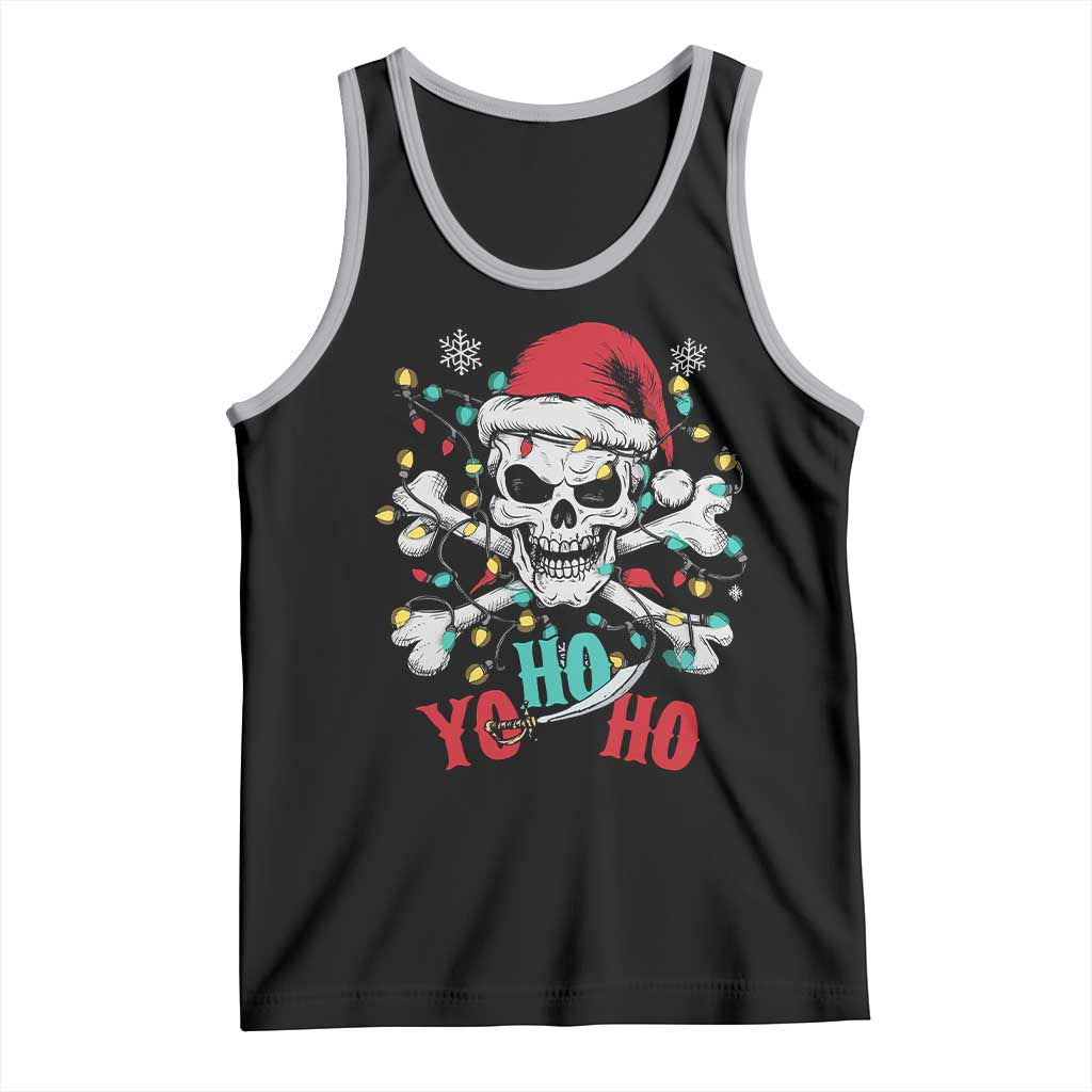 Christmas Pirate Skull Tank Top Yo Ho Ho Boat Cruise Xmas Crossbones TS02 Black Athletic Heather Print Your Wear