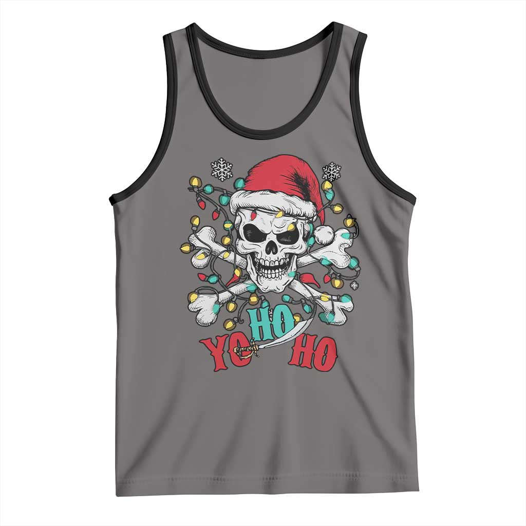 Christmas Pirate Skull Tank Top Yo Ho Ho Boat Cruise Xmas Crossbones TS02 Deep Heather Black Print Your Wear