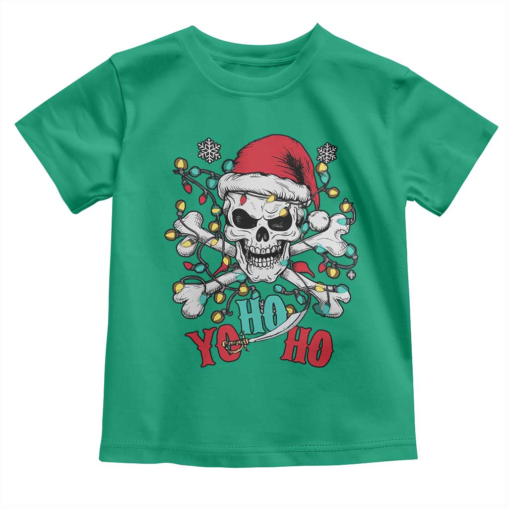 Christmas Pirate Skull Toddler T Shirt Yo Ho Ho Boat Cruise Xmas Crossbones TS02 Irish Green Print Your Wear