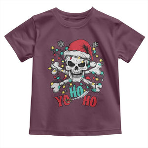 Christmas Pirate Skull Toddler T Shirt Yo Ho Ho Boat Cruise Xmas Crossbones TS02 Maroon Print Your Wear