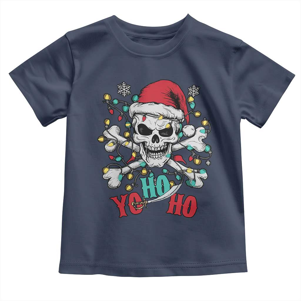 Christmas Pirate Skull Toddler T Shirt Yo Ho Ho Boat Cruise Xmas Crossbones TS02 Navy Print Your Wear