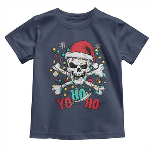 Christmas Pirate Skull Toddler T Shirt Yo Ho Ho Boat Cruise Xmas Crossbones TS02 Navy Print Your Wear