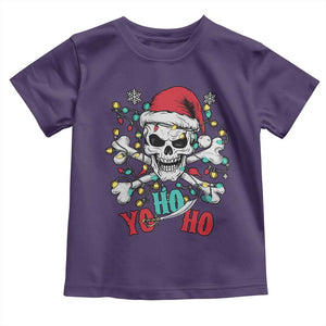 Christmas Pirate Skull Toddler T Shirt Yo Ho Ho Boat Cruise Xmas Crossbones TS02 Purple Print Your Wear