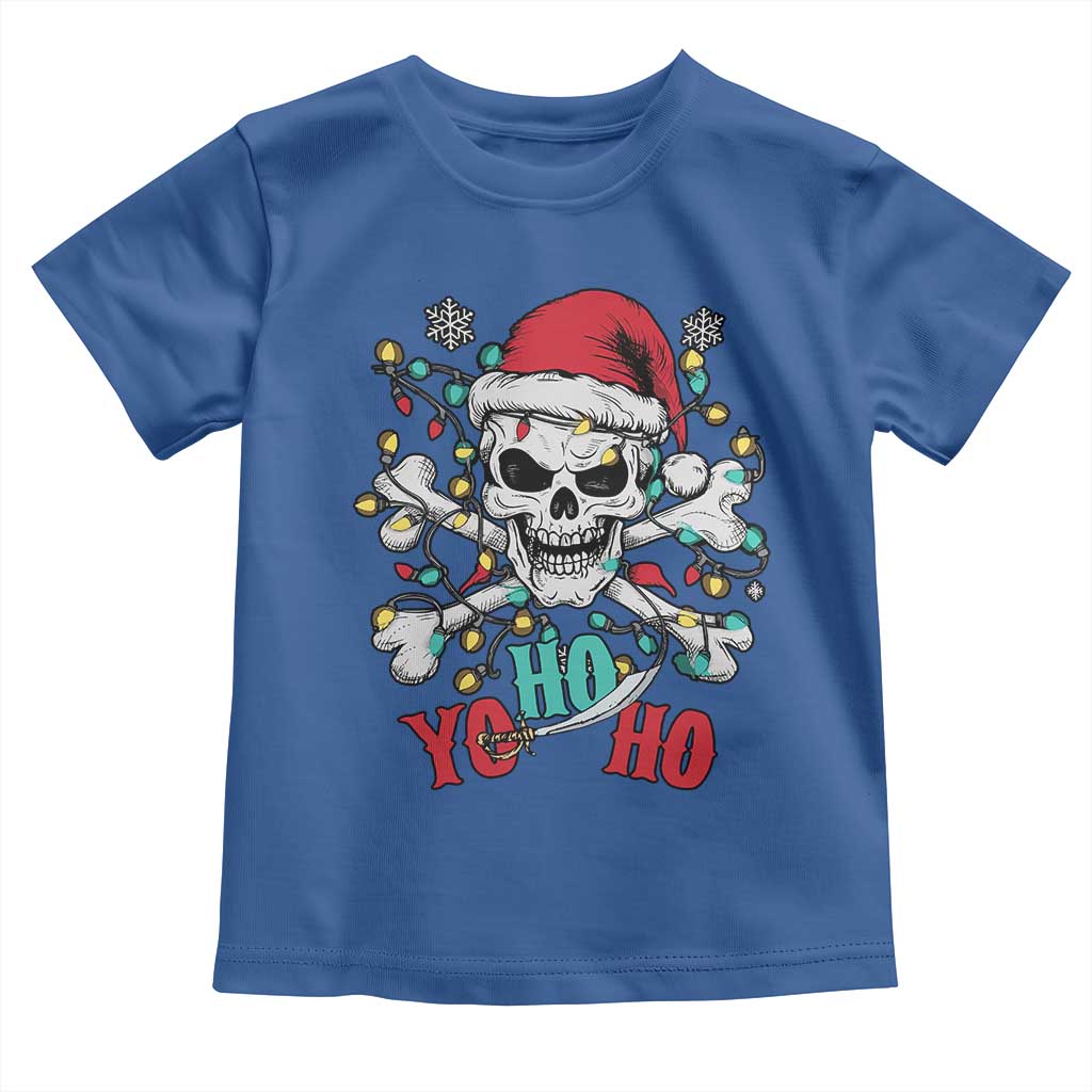 Christmas Pirate Skull Toddler T Shirt Yo Ho Ho Boat Cruise Xmas Crossbones TS02 Royal Blue Print Your Wear