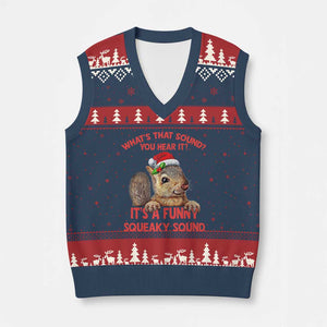 Xmas Squirrel V-Neck Knit Sweater Vest It's A Funny Squeaky Sound Xmas Things TS02 Navy Red Print Your Wear
