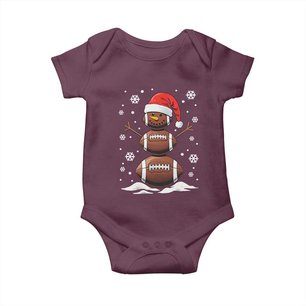 Christmas Football Baby Onesie Rugby Snowman Xmas Festive Holiday Sports TS02 Maroon Print Your Wear