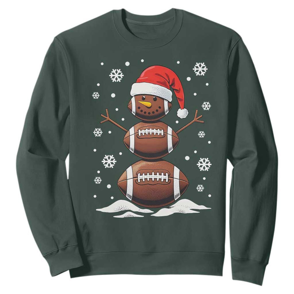 Christmas Football Sweatshirt Rugby Snowman Xmas Festive Holiday Sports TS02 Dark Forest Green Print Your Wear