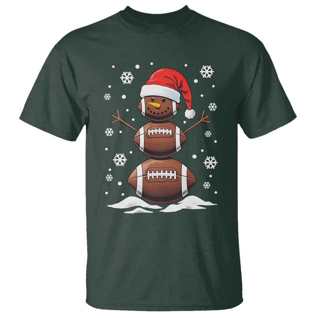 Christmas Football T Shirt Rugby Snowman Xmas Festive Holiday Sports TS02 Dark Forest Green Print Your Wear