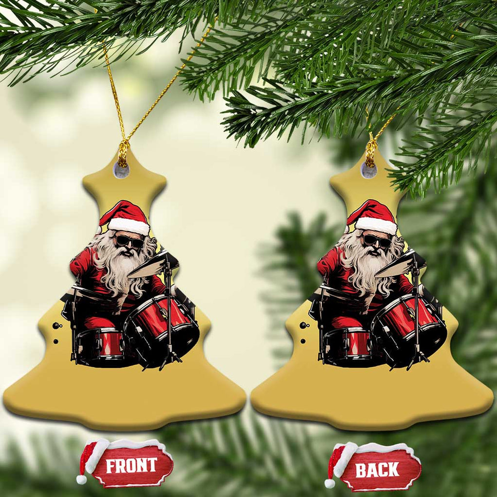 Funny Rock'n Roll Santa Claus Christmas Ornament Cool Drummer Festive Christmas TS02 Christmas Tree Gold Print Your Wear