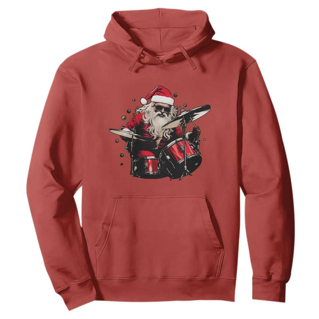 Funny Rock'n Roll Santa Claus Hoodie Cool Drummer Festive Christmas TS02 Red Print Your Wear