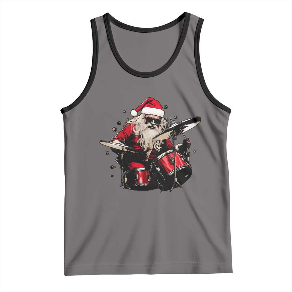 Funny Rock'n Roll Santa Claus Tank Top Cool Drummer Festive Christmas TS02 Deep Heather Black Print Your Wear