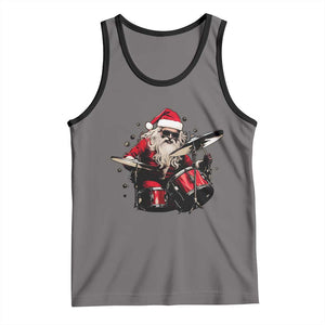 Funny Rock'n Roll Santa Claus Tank Top Cool Drummer Festive Christmas TS02 Deep Heather Black Print Your Wear