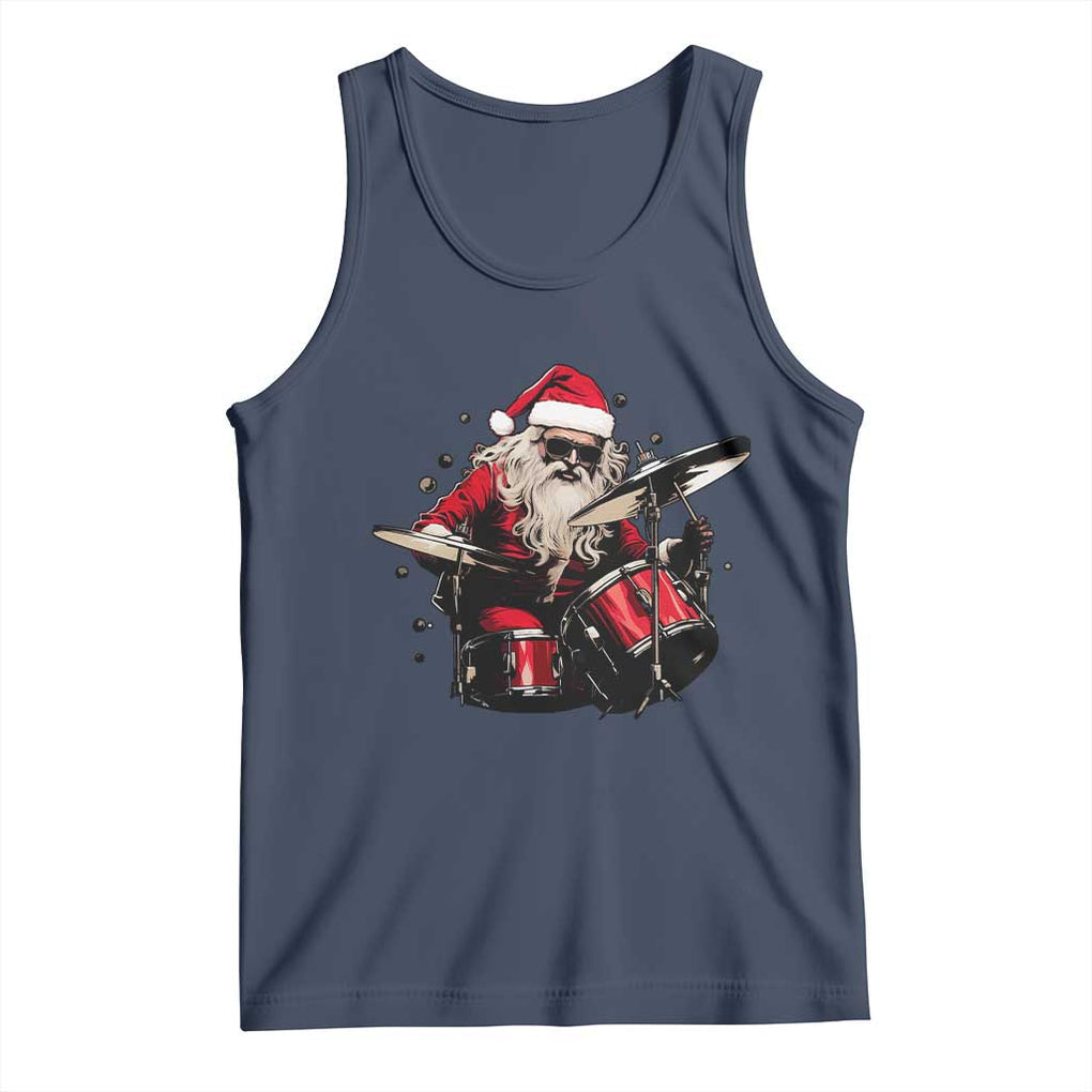 Funny Rock'n Roll Santa Claus Tank Top Cool Drummer Festive Christmas TS02 Navy Print Your Wear