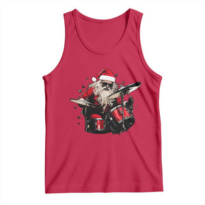 Funny Rock'n Roll Santa Claus Tank Top Cool Drummer Festive Christmas TS02 Red Print Your Wear
