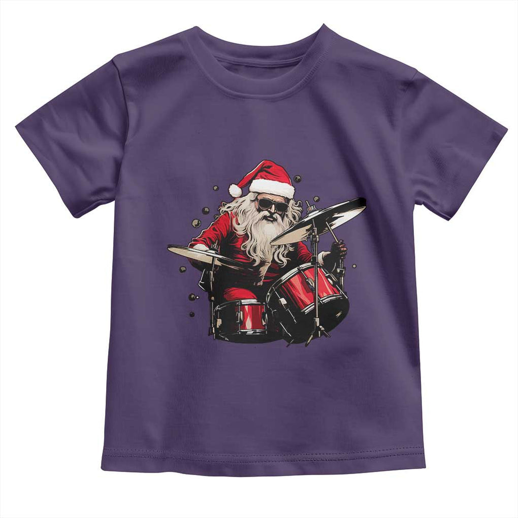 Funny Rock'n Roll Santa Claus Toddler T Shirt Cool Drummer Festive Christmas TS02 Purple Print Your Wear