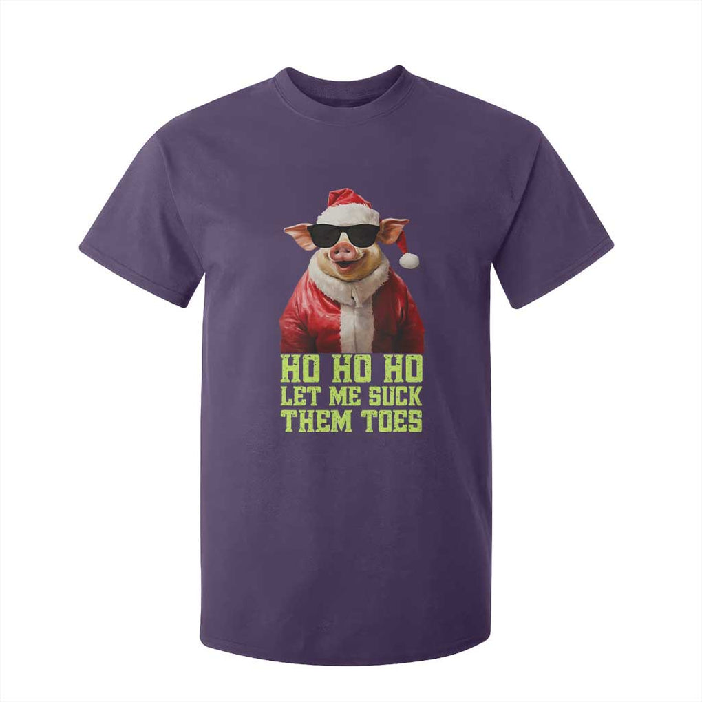 Funny Pig Santa T Shirt For Kid Ho Ho Ho Let Me Suck Them Toes Weird Festive Christmas TS02 Purple Print Your Wear