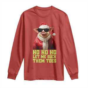 Funny Pig Santa Long Sleeve Shirt Ho Ho Ho Let Me Suck Them Toes Weird Festive Christmas TS02 Red Print Your Wear