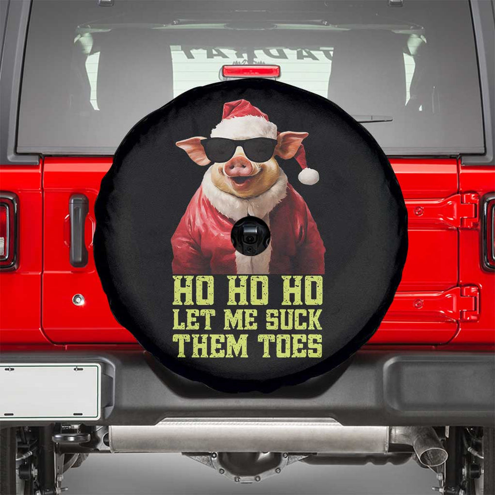 Funny Pig Santa Spare Tire Cover Ho Ho Ho Let Me Suck Them Toes Weird Festive Christmas TS02 Black Print Your Wear
