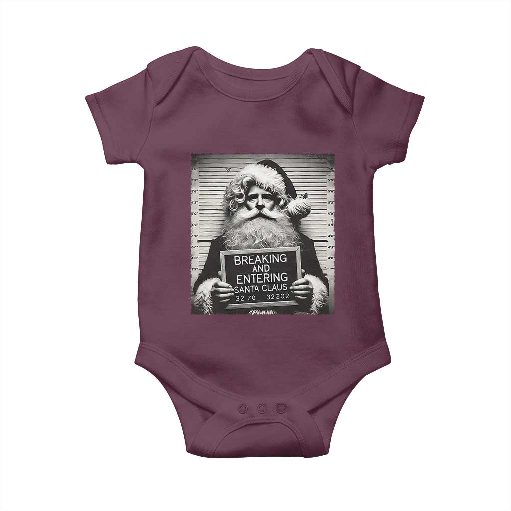 Funny Santa Mugshot Baby Onesie Naughty Christmas Festive Vibe TS02 Maroon Print Your Wear