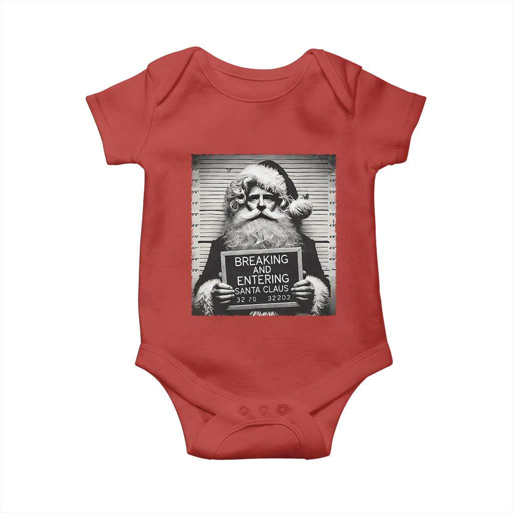 Funny Santa Mugshot Baby Onesie Naughty Christmas Festive Vibe TS02 Red Print Your Wear
