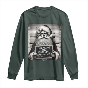 Funny Santa Mugshot Long Sleeve Shirt Naughty Christmas Festive Vibe TS02 Dark Forest Green Print Your Wear