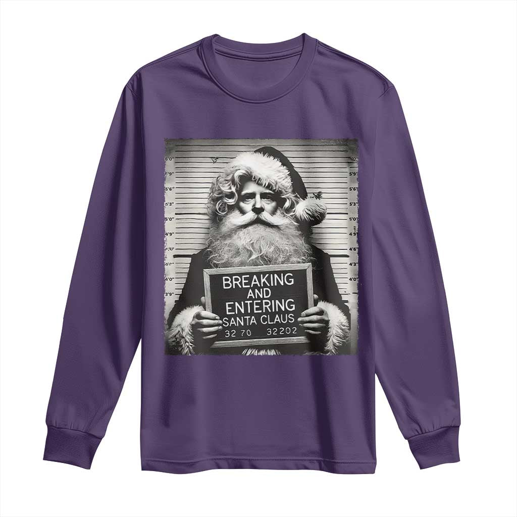 Funny Santa Mugshot Long Sleeve Shirt Naughty Christmas Festive Vibe TS02 Purple Print Your Wear