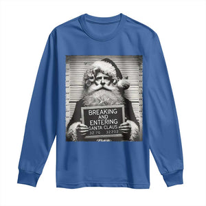 Funny Santa Mugshot Long Sleeve Shirt Naughty Christmas Festive Vibe TS02 Royal Blue Print Your Wear