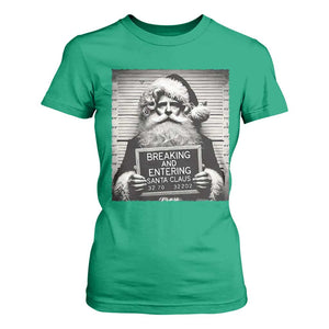 Funny Santa Mugshot T Shirt For Women Naughty Christmas Festive Vibe TS02 Irish Green Print Your Wear
