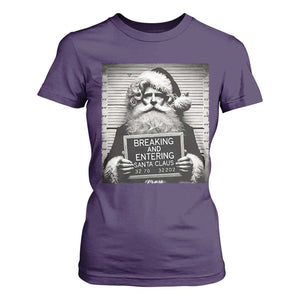 Funny Santa Mugshot T Shirt For Women Naughty Christmas Festive Vibe TS02 Purple Print Your Wear
