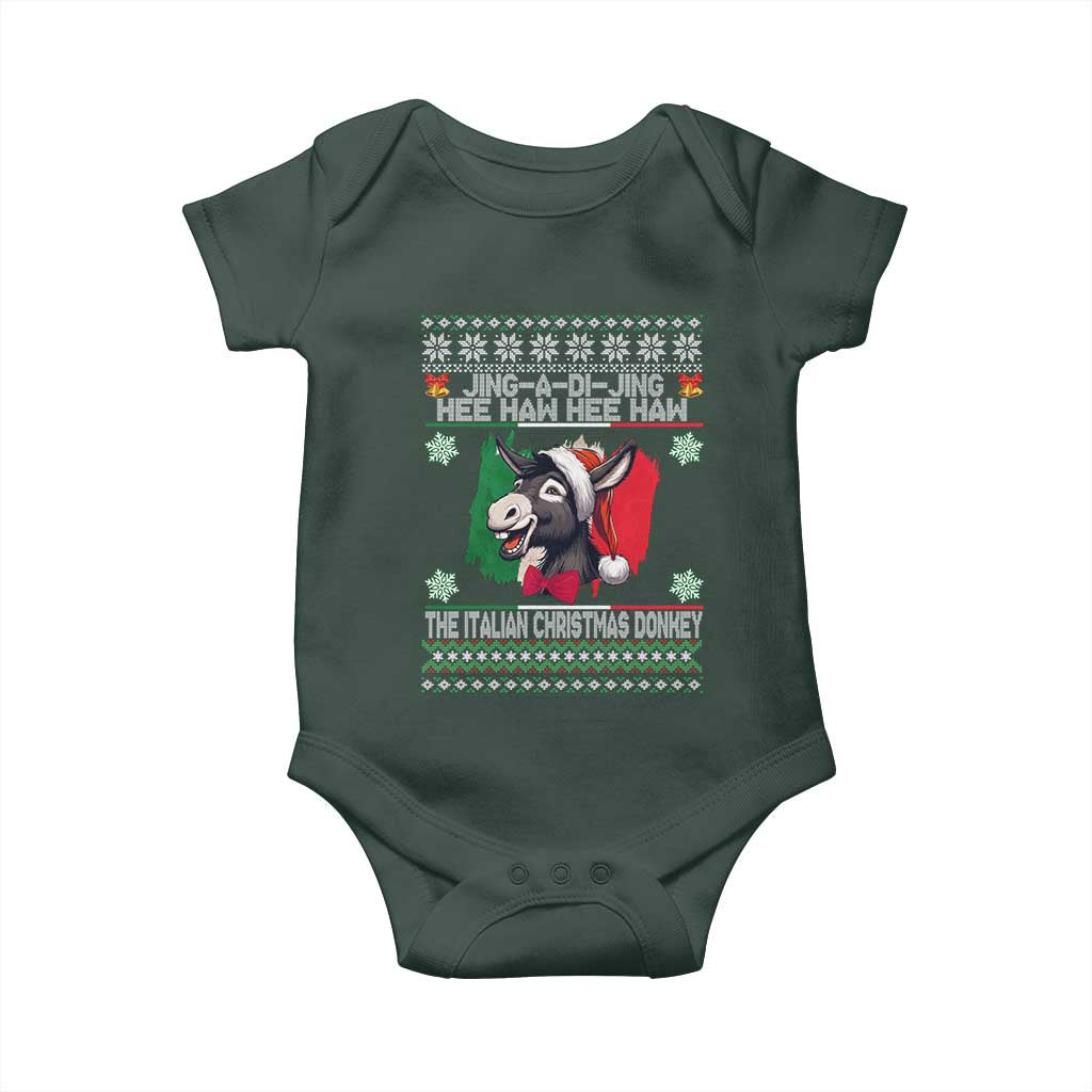 Italian Christmas Donkey Baby Onesie Funny Jing A Di Jing Hee Haw Italy Flag TS02 Print Your Wear
