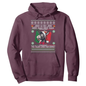 Italian Christmas Donkey Hoodie Funny Jing A Di Jing Hee Haw Italy Flag TS02 Maroon Print Your Wear