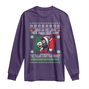 Italian Christmas Donkey Long Sleeve Shirt Funny Jing A Di Jing Hee Haw Italy Flag TS02 Purple Print Your Wear