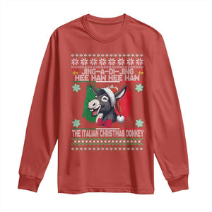 Italian Christmas Donkey Long Sleeve Shirt Funny Jing A Di Jing Hee Haw Italy Flag TS02 Red Print Your Wear