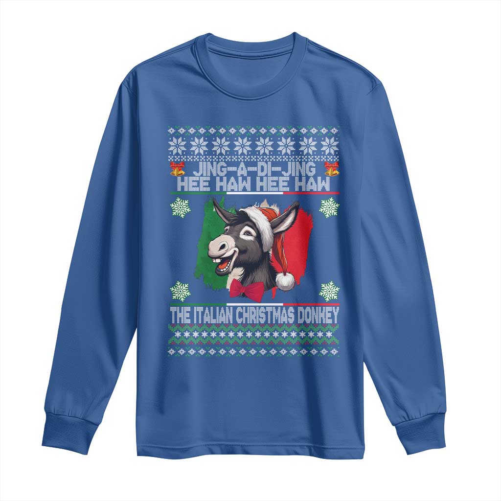 Italian Christmas Donkey Long Sleeve Shirt Funny Jing A Di Jing Hee Haw Italy Flag TS02 Royal Blue Print Your Wear