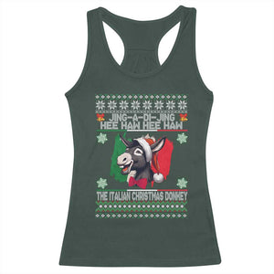 Italian Christmas Donkey Racerback Tank Top Funny Jing A Di Jing Hee Haw Italy Flag TS02 Dark Forest Green Print Your Wear