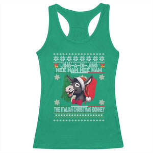 Italian Christmas Donkey Racerback Tank Top Funny Jing A Di Jing Hee Haw Italy Flag TS02 Irish Green Print Your Wear
