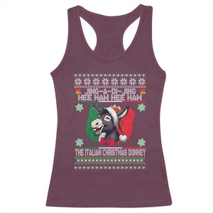 Italian Christmas Donkey Racerback Tank Top Funny Jing A Di Jing Hee Haw Italy Flag TS02 Maroon Print Your Wear