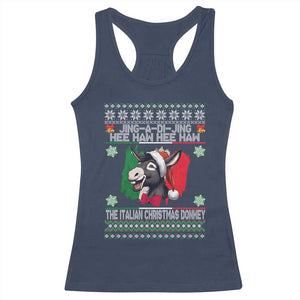 Italian Christmas Donkey Racerback Tank Top Funny Jing A Di Jing Hee Haw Italy Flag TS02 Navy Print Your Wear