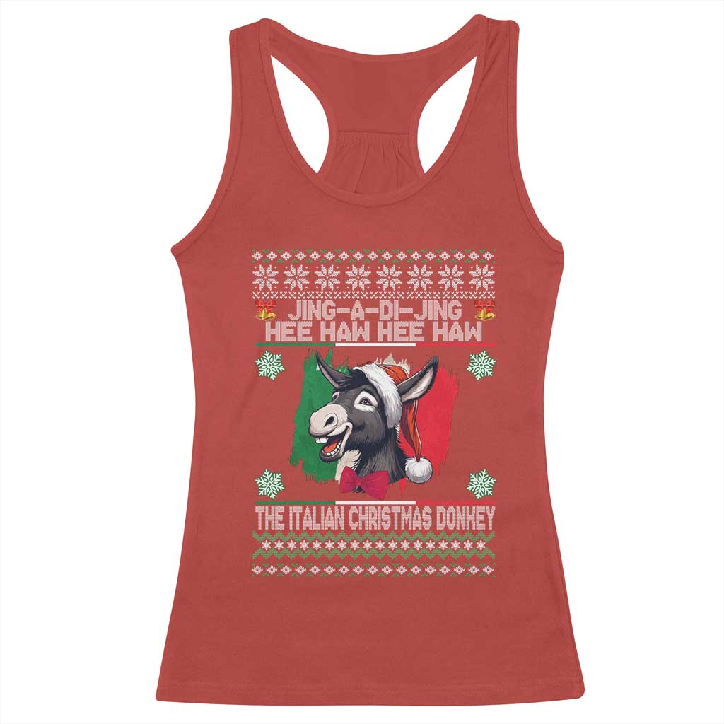 Italian Christmas Donkey Racerback Tank Top Funny Jing A Di Jing Hee Haw Italy Flag TS02 Red Print Your Wear