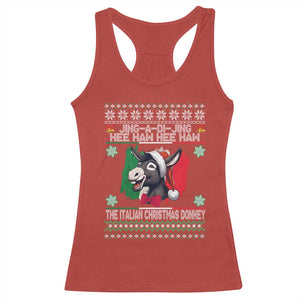 Italian Christmas Donkey Racerback Tank Top Funny Jing A Di Jing Hee Haw Italy Flag TS02 Red Print Your Wear