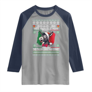 Italian Christmas Donkey Raglan Shirt Funny Jing A Di Jing Hee Haw Italy Flag TS02 Sport Gray Navy Print Your Wear
