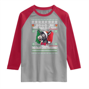 Italian Christmas Donkey Raglan Shirt Funny Jing A Di Jing Hee Haw Italy Flag TS02 Sport Gray Red Print Your Wear