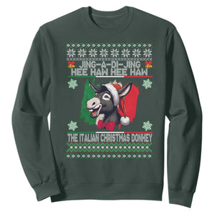 Italian Christmas Donkey Sweatshirt Funny Jing A Di Jing Hee Haw Italy Flag TS02 Dark Forest Green Print Your Wear