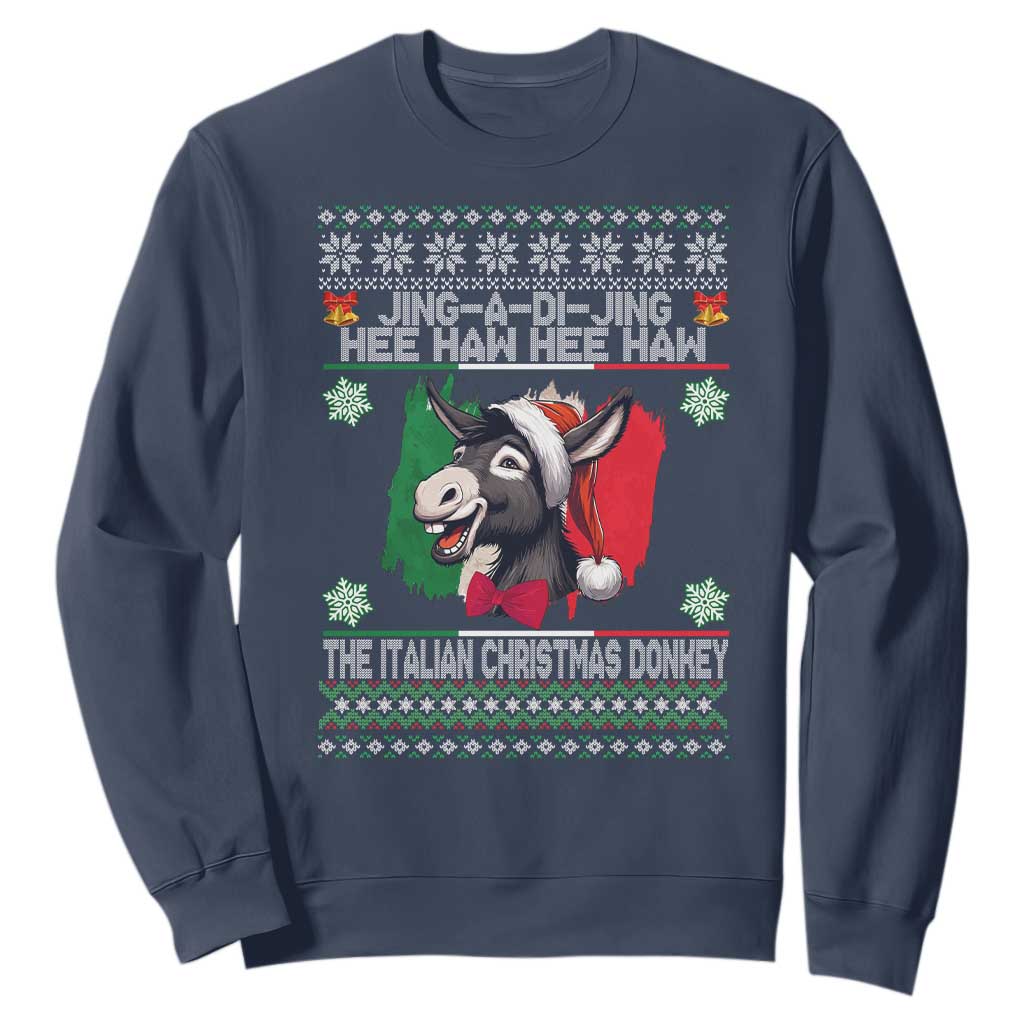 Italian Christmas Donkey Sweatshirt Funny Jing A Di Jing Hee Haw Italy Flag TS02 Navy Print Your Wear