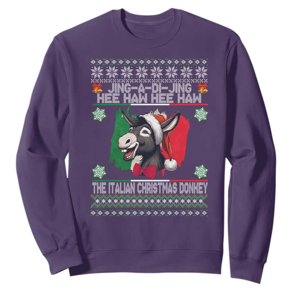 Italian Christmas Donkey Sweatshirt Funny Jing A Di Jing Hee Haw Italy Flag TS02 Purple Print Your Wear