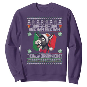Italian Christmas Donkey Sweatshirt Funny Jing A Di Jing Hee Haw Italy Flag TS02 Purple Print Your Wear