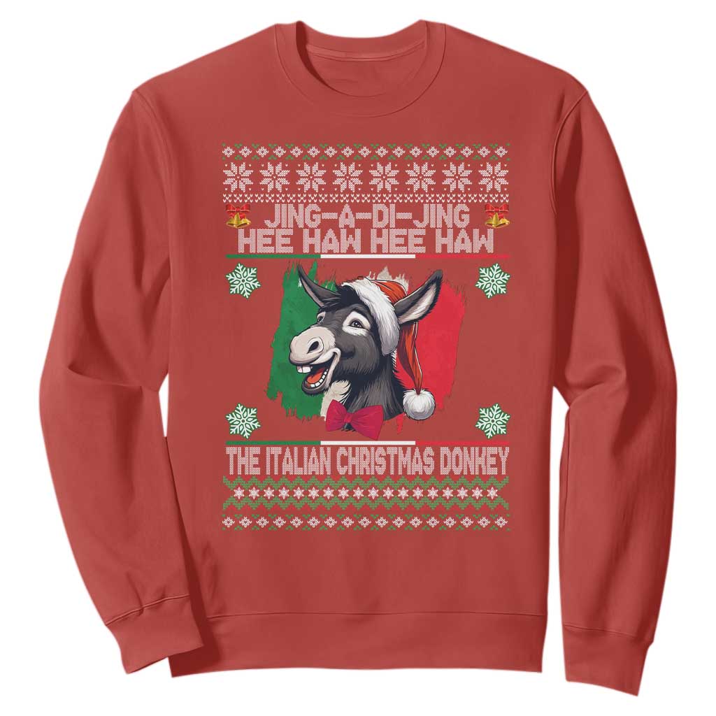 Italian Christmas Donkey Sweatshirt Funny Jing A Di Jing Hee Haw Italy Flag TS02 Red Print Your Wear